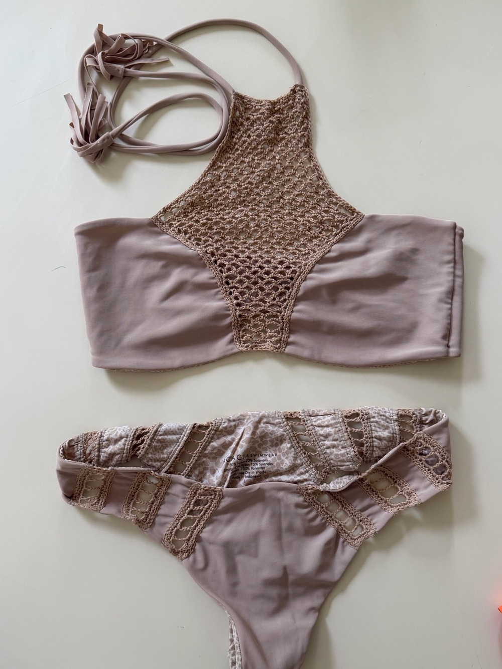 acacia swimwear Beige & Cream Crochet-Trim Bikini Bottom